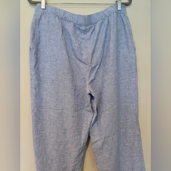 Chicos Size 2 (12) Pismo Beach Stripe Linen Blend Straight Pant Embroidered Hem - Picture 4 of 9